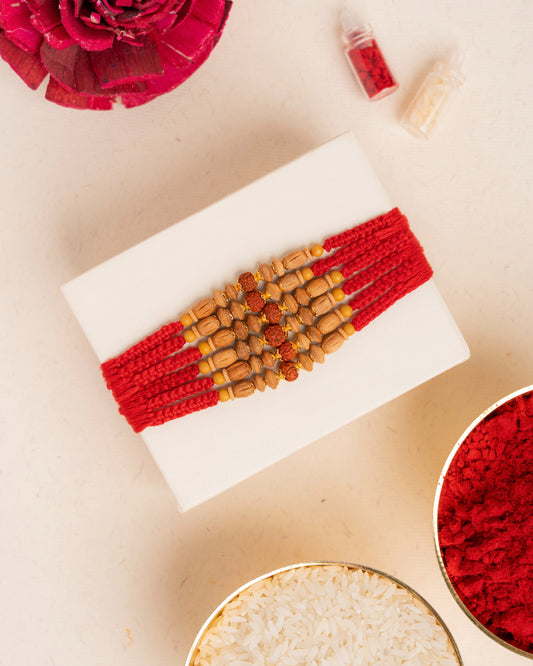 Chandan Fragrance Wooden Beads Rakhi set (6pc)
