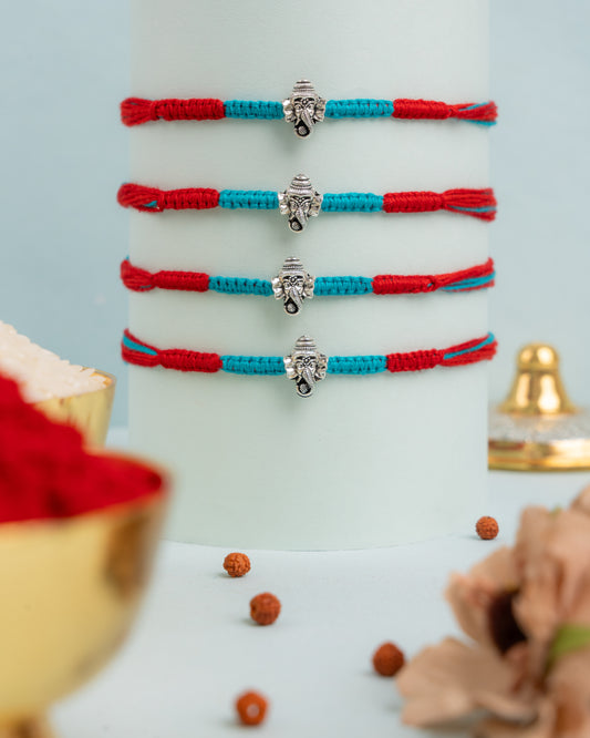 Shree Gajmukh Rakhi Set (4pc)