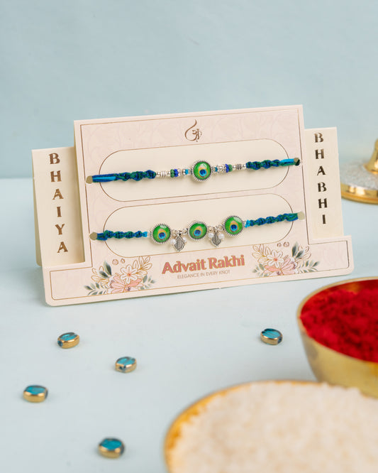 Peacock bliss bhai bhabhi Rakhi Set