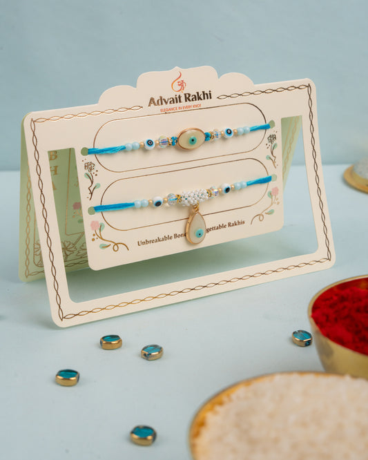 Unique Evil Eye Bhai Bhabhi Rakhi Set