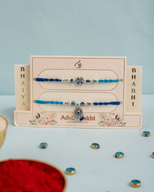 Tiny Evil Eyes bhai bhabhi Rakhi Set