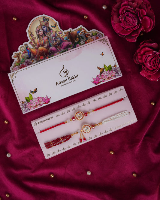 Red Glory Bhai Bhabhi Rakhi Set