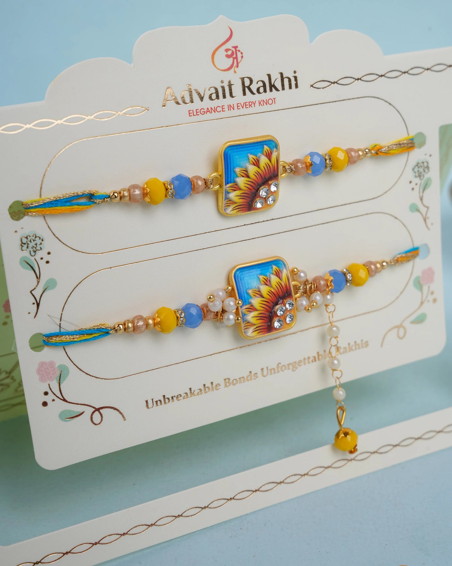Sunflower Bloom Bhai Bhabhi Rakhi Set