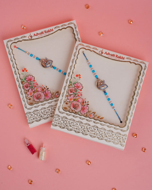 Twin Peacock Rakhi Set