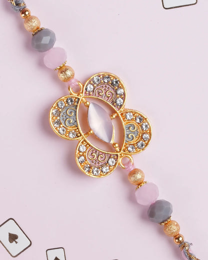 Elegant Pink Stone Rakhi