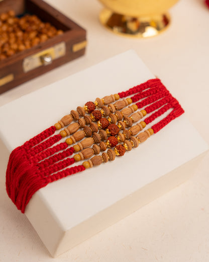 Chandan Fragrance Wooden Beads Rakhi set (6pc)