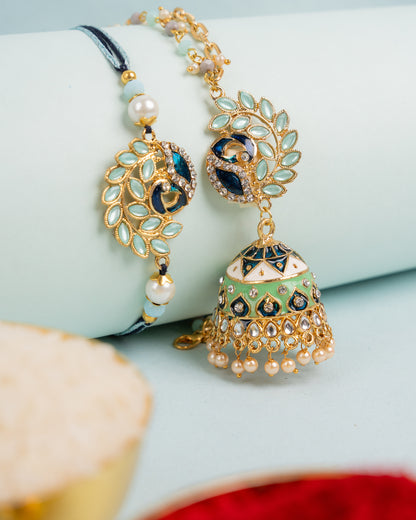 The Royal Mayur Set (Bhaiya-Bhabhi Rakhi Duo)