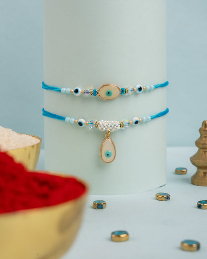 Unique Evil Eye Bhai Bhabhi Rakhi Set