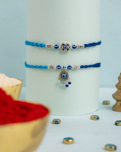 Tiny Evil Eyes bhai bhabhi Rakhi Set