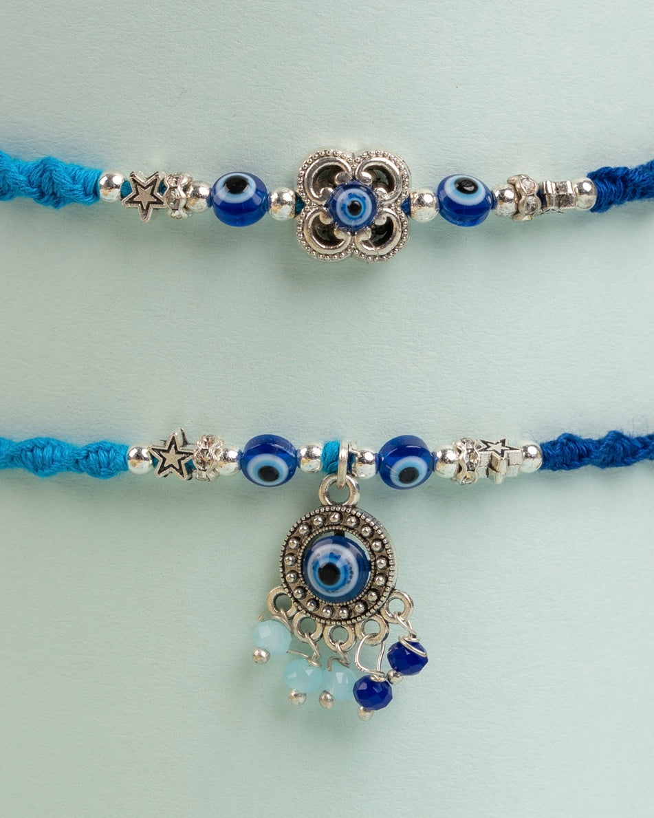 Tiny Evil Eyes bhai bhabhi Rakhi Set