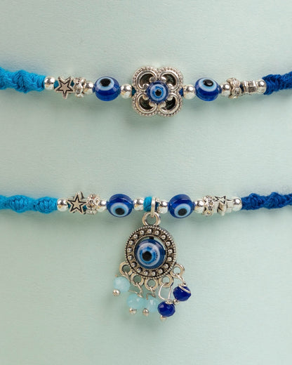 Tiny Evil Eyes bhai bhabhi Rakhi Set