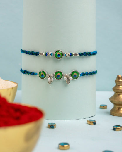 Peacock bliss bhai bhabhi Rakhi Set