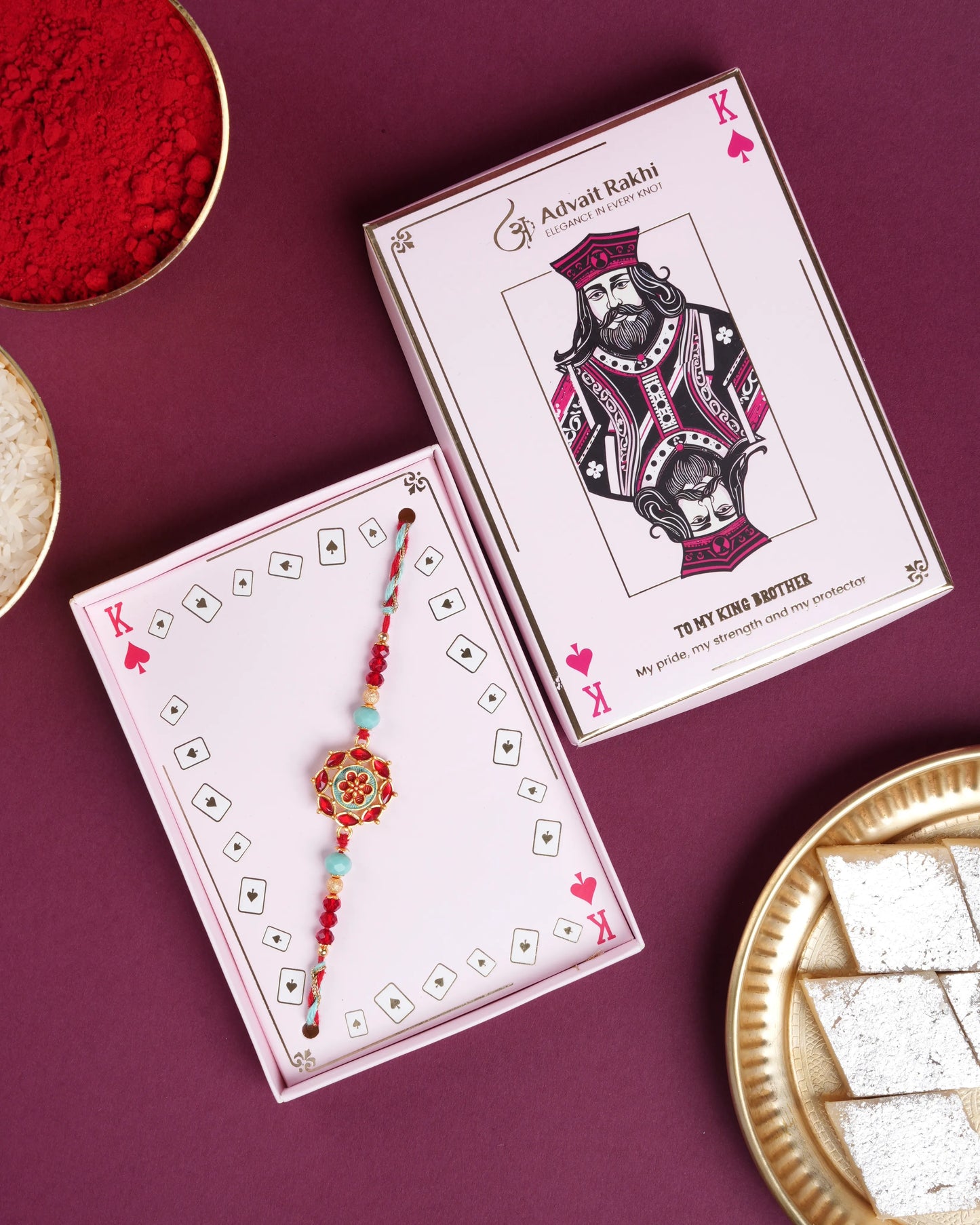 Sparkling Red Kundan Rakhi