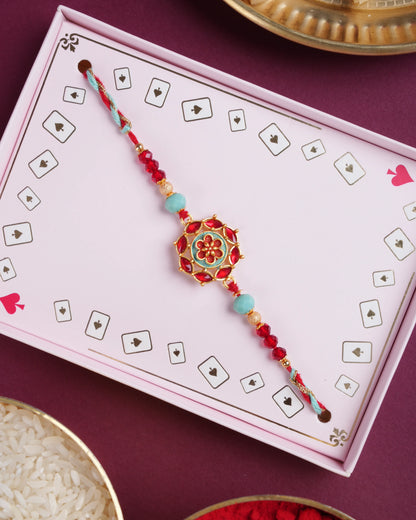 Sparkling Red Kundan Rakhi