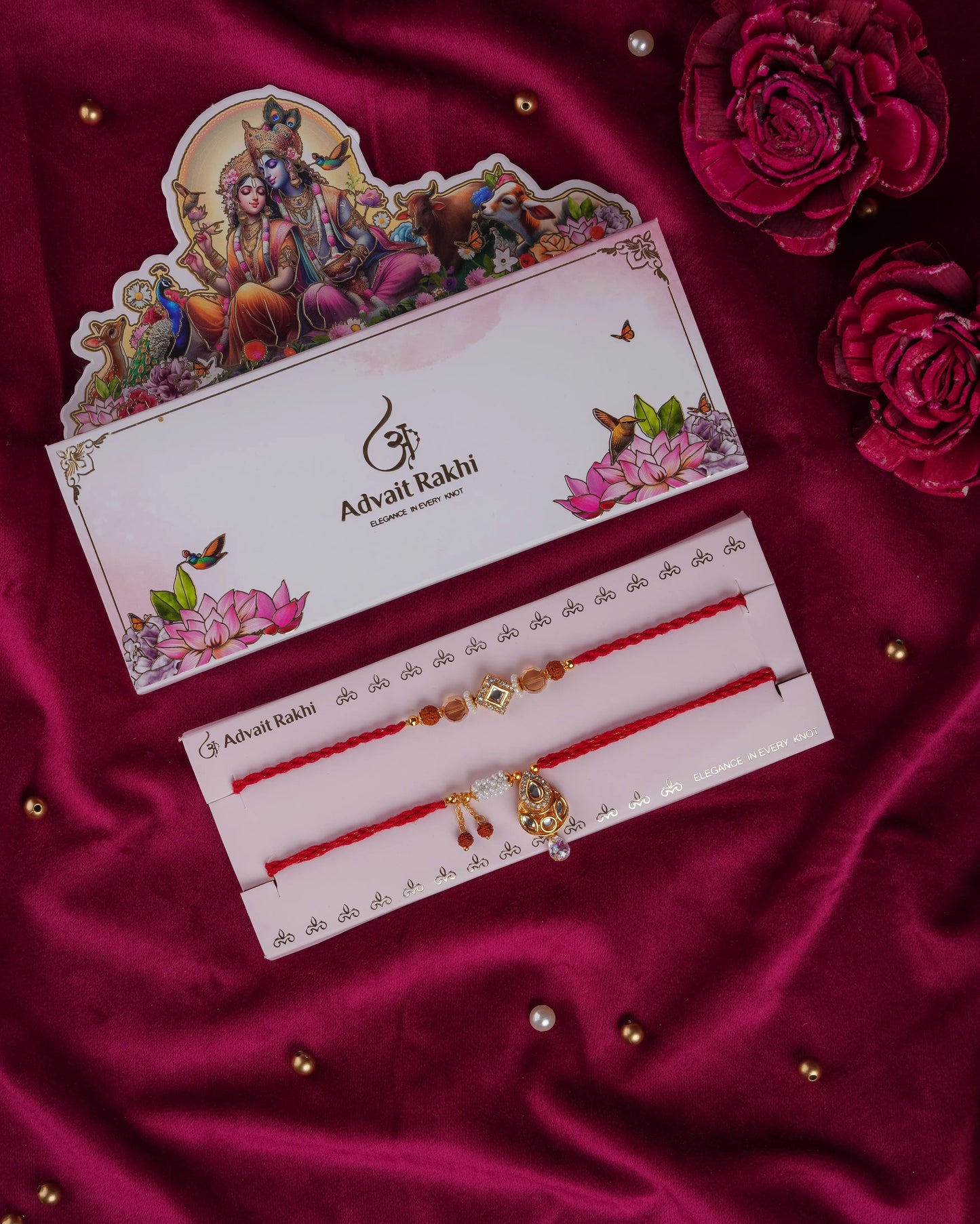Kundan Love Bhai Bhabhi Rakhi Set