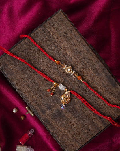 Kundan Love Bhai Bhabhi Rakhi Set