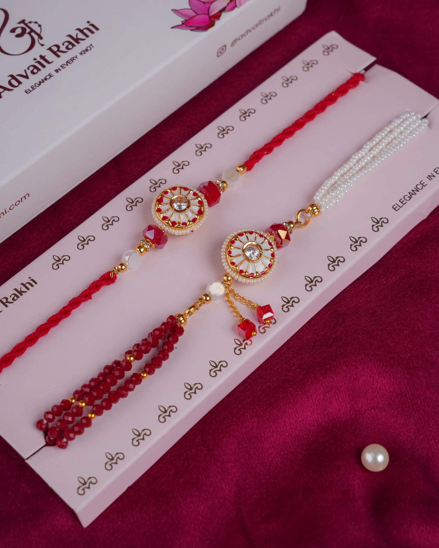Red Glory Bhai Bhabhi Rakhi Set
