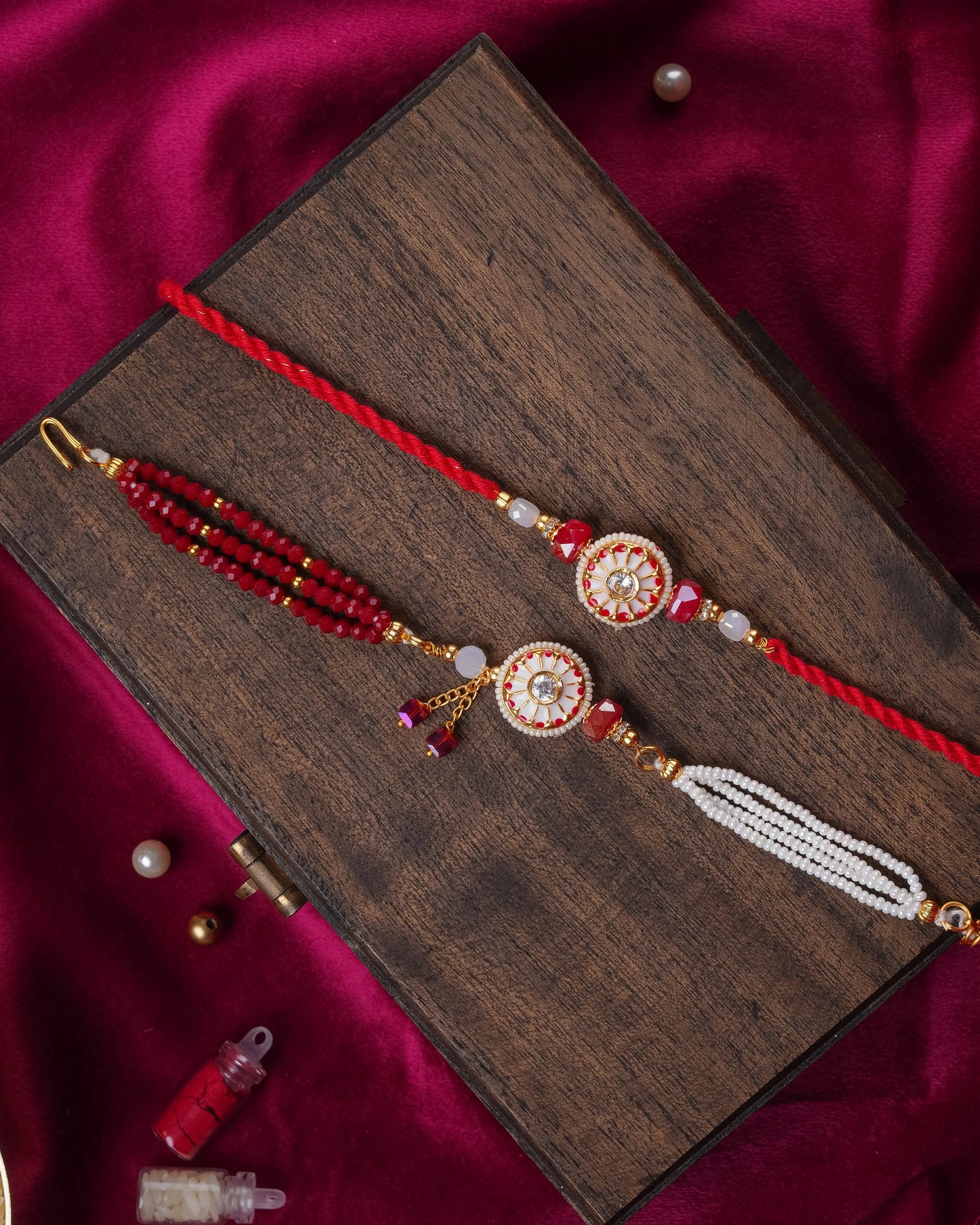 Red Glory Bhai Bhabhi Rakhi Set