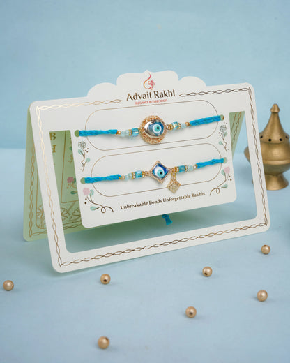 Resin Evil Eye Bhai Bhabhi Rakhi set
