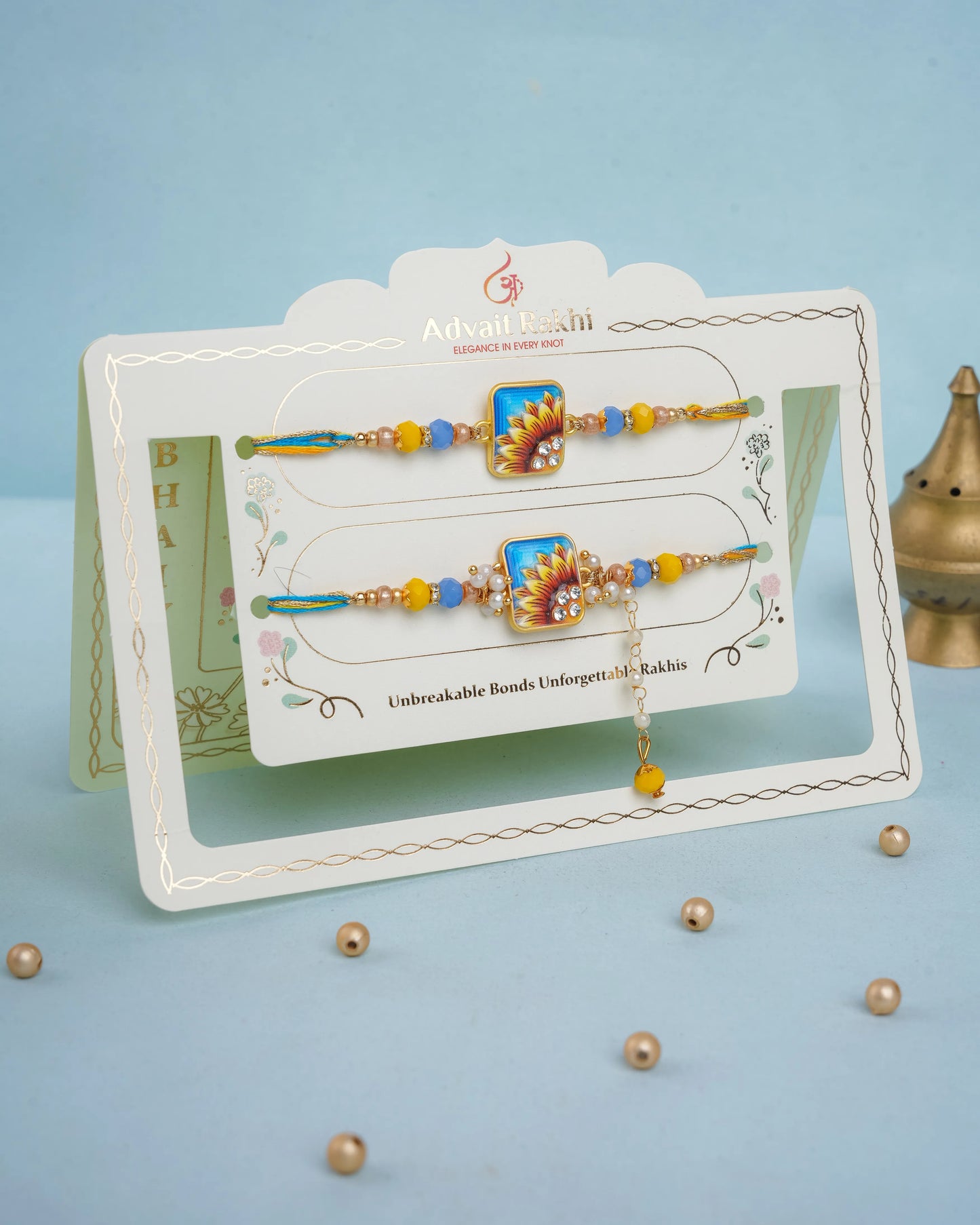 Sunflower Bloom Bhai Bhabhi Rakhi Set